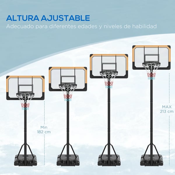 Basketkorg - Utomhus - Höjdjusterbar 235–264 cm - Svart