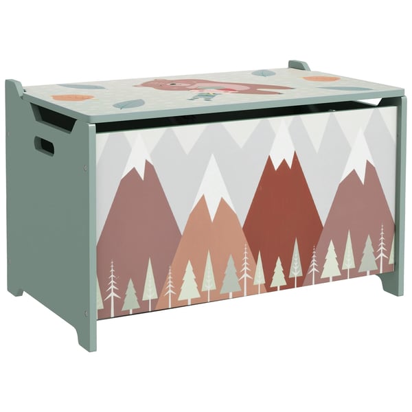 Barnskåp med björntryck - Förvaringsskåp - 60×37×39 cm - Montering krävs - Grön