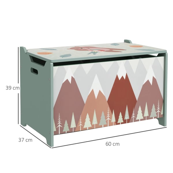 Barnskåp med björntryck - Förvaringsskåp - 60×37×39 cm - Montering krävs - Grön
