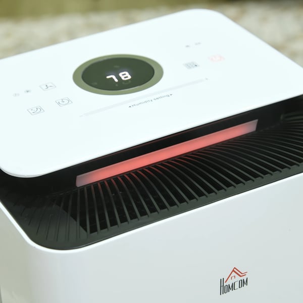Luftavfuktare - Elektrisk - 12 L/dygn - 210 W - 5 lägen - 25 x 25 x 50,5 cm - Vit