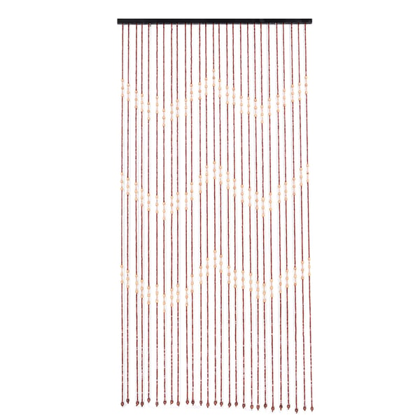Puinen helmiverho - Ovi-/Tilanjakajaverho - Kattoasennus - 27 Säiettä - 90x175 cm - Korkea Peittävyys (70–90 %) - Keskiaukeava - Puuväri