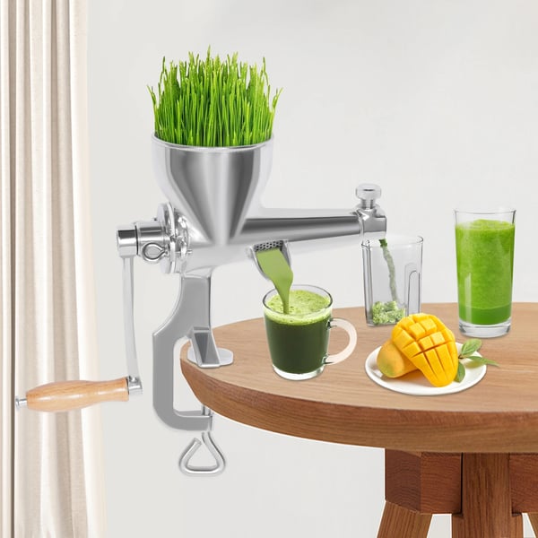Manuel Saftpresser - Hvedegræs Juicer - 304 Rustfrit Stål - Skrueklemme til Bord - Indløb Ø 9 cm - Håndtag 17,5 cm - 20×32 cm - Sølv Manuel Saftpresser - Hvedegræs Juicer - 304 Rustfrit Stål - Skrueklemme til Bord - Indløb Ø 9 cm - Håndtag 17,5 cm - 20×32 cm - Sølv