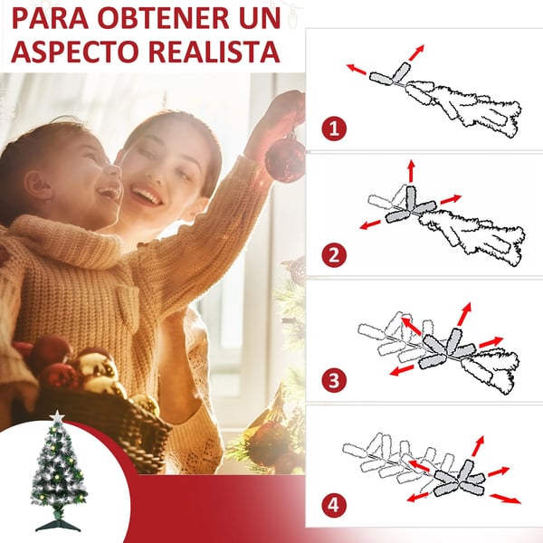 Julgran - Konstgran - Fiberoptisk LED-belysning - Elektrisk - Förbelyst - Grön och vit