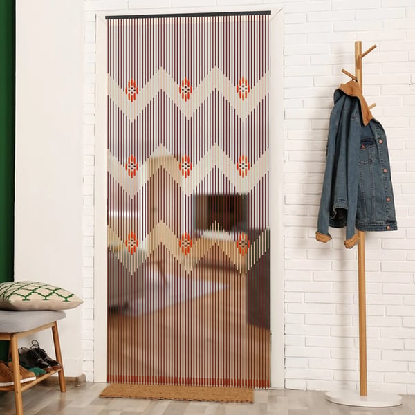 Bambu pärlgardin - Dörrgardin - Runda pärlor - Genomsiktlig - 1 panel - Pastoral stil - Enkel montering - Flerfärgad