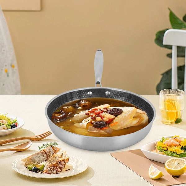 Wokkipannu - Ø 28 cm - Tarttumaton - Kestävä - Kevyt - Helppo puhdistaa - Turvallinen kahva - Kaasu- ja keraamisille liesille - Valkoinen