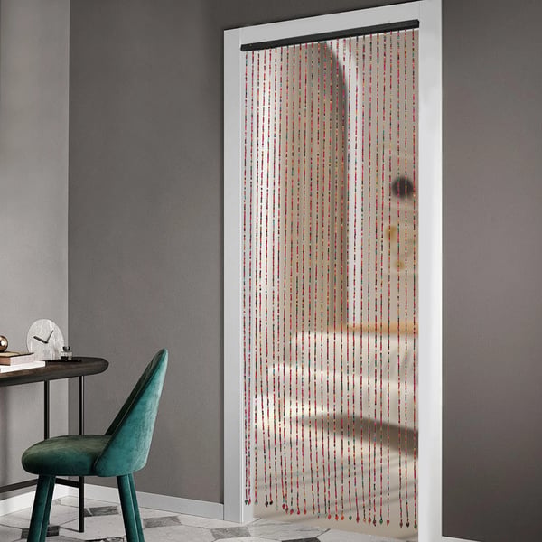 Bambu pärlgardin - Dörrgardin / Rumsavdelare - Genomsiktlig - 1 Panel - Lantlig stil - Slitstark - Flerfärgad