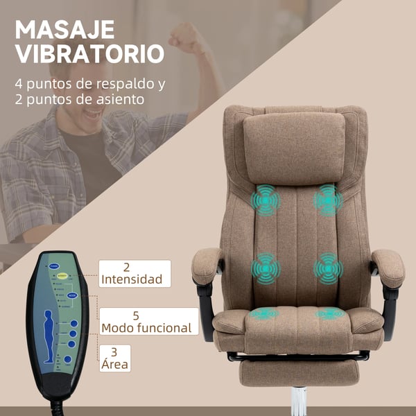 Massagefåtölj - Massagestol - Elektrisk 6-punktsmassage - Fjärrkontroll - Mörkbrun