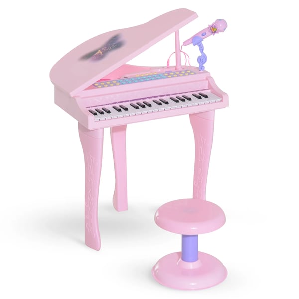 Barnpiano - Elektroniskt Keyboard - 37 Tangenter - Mikrofon - Ljuseffekter - USB/MP3 - Karaoke - Rosa
