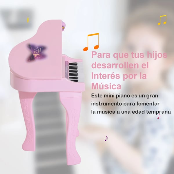 Barnpiano - Elektroniskt Keyboard - 37 Tangenter - Mikrofon - Ljuseffekter - USB/MP3 - Karaoke - Rosa