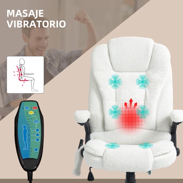 Massagestol - Elektrisk - 6 Massagepunkter - Värmefunktion - Vit
