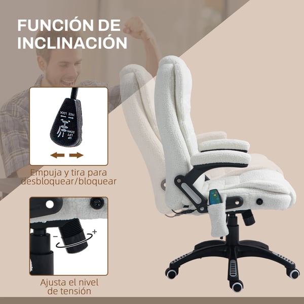 Massagestol - Elektrisk - 6 Massagepunkter - Värmefunktion - Vit