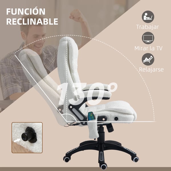 Massagestol - Elektrisk - 6 Massagepunkter - Värmefunktion - Vit