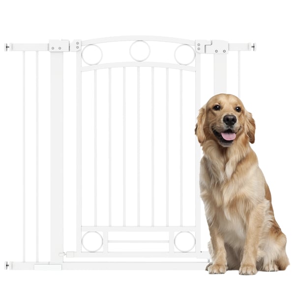 Hundgrind - Säkerhetsgrind - Justerbar Bredd - 2 Förlängningar - Metall - Storlek XS (gammal) - Vit
