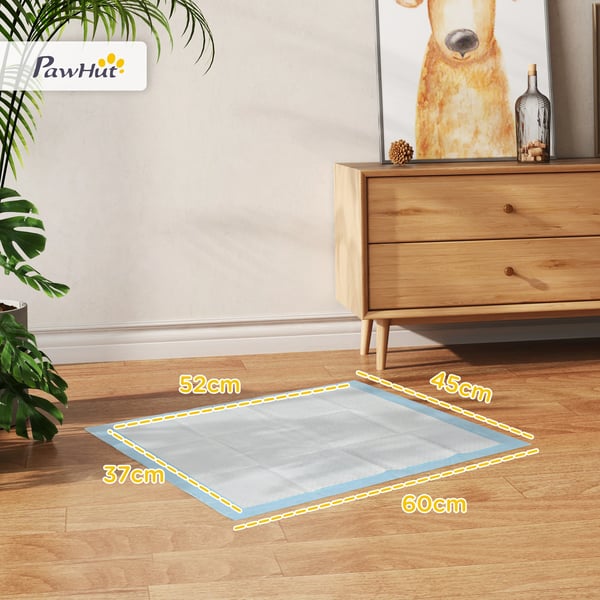 Hund- och valpträningspads - Absorberande underlägg - 100-pack - 45×60 cm - 6-lagers design - Vattentät PU-baksida - Blå