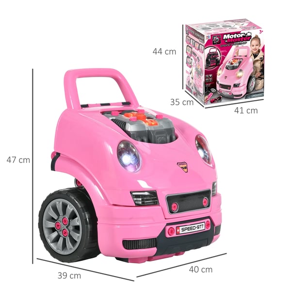Lastbilsmotor leksak - Mekanikerset - 61 delar - För 3+ år - 40×39×47 cm - Rosa