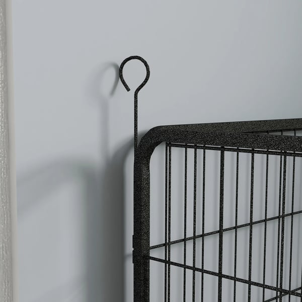 Hundhage - Valphage - 4 Paneler - Hopfällbar - 82 x 82 x 60 cm - Dörr med regel - Metall - Storlek XL - Grå