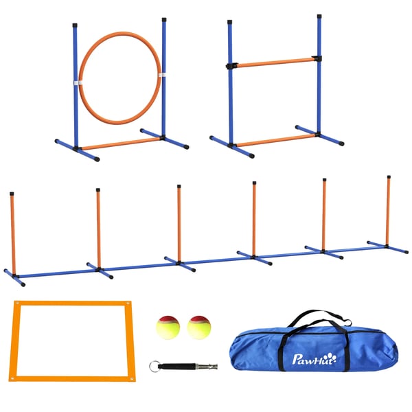Hundagility träningsset - Agilityutrustning - 4-delat set - Rostfritt stål - Orange och blå Hundagility träningsset - Agilityutrustning - 4-delat set - Rostfritt stål - Orange och blå
