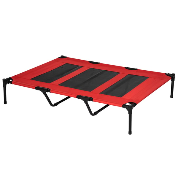 Upphöjd Hundsäng - Hundbädd - Ventilerande - Inomhus/Utomhus - Nylon - 122 x 92 x 23 cm - Röd