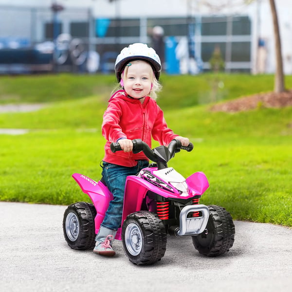 Elektrisk fyrhjuling för barn - 6V el-ATV/quad - 18–36 månader - Strålkastare - 4 hjul - 65,5×38,5×43,5 cm - Metallram - Bordeaux
