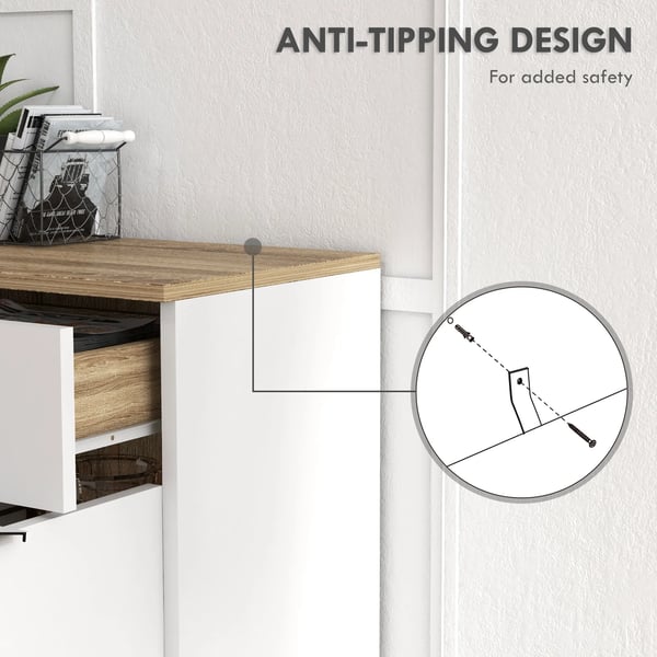 Sideboard för vardagsrum - Skänk - 1 Låda - 95x35x85 cm - Melamin & Furu - Montering Krävs - Vit