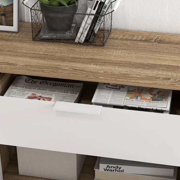 Sideboard för vardagsrum - Skänk - 1 Låda - 95x35x85 cm - Melamin & Furu - Montering Krävs - Vit