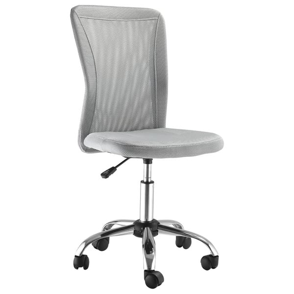 Kontorsstol i mesh - Skrivbordsstol - Justerbar höjd 90–100 cm - Svängbar - Med hjul - Utan armstöd - 43×58 cm - Ljusgrå