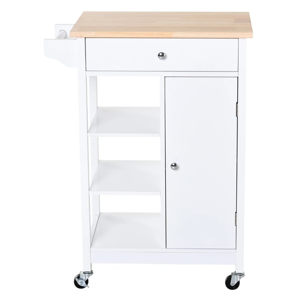 Köksvagn - Serveringsvagn - 1 Låda, 1 Skåp, 3 Öppna Hyllor - 66 x 39,5 x 86,5 cm - Montering Krävs