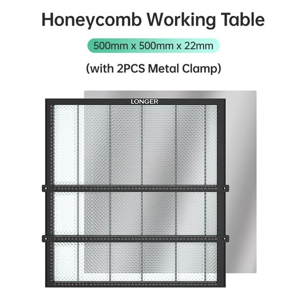 Honeycomb Arbejdsbord - Laser Skæreplade - 500×500×22 mm - Med Materialeklemme - Til Laserskæring og Gravering