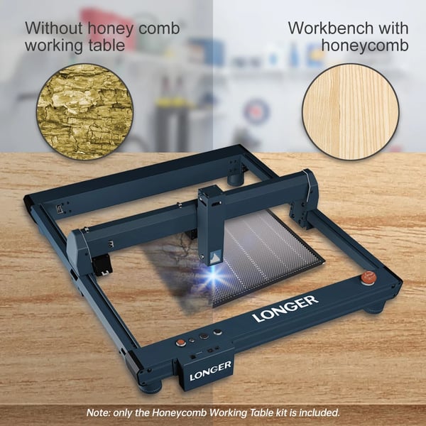 Honeycomb Arbejdsbord - Laser Skæreplade - 500×500×22 mm - Med Materialeklemme - Til Laserskæring og Gravering