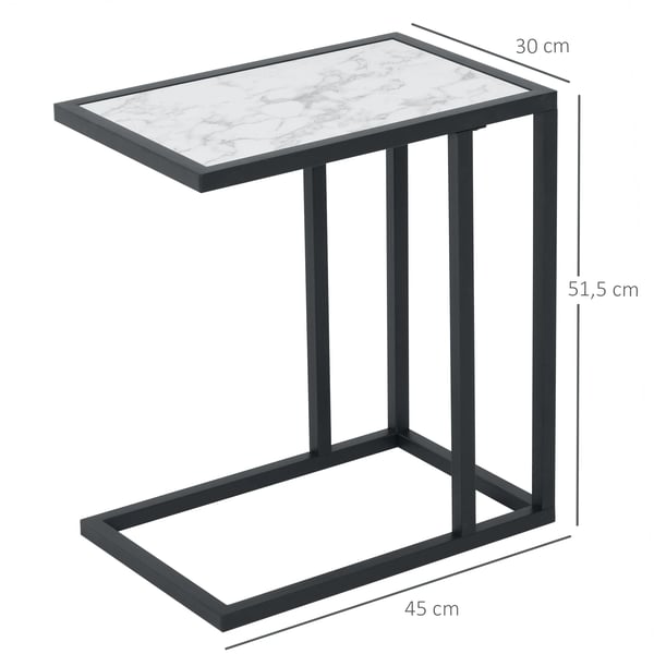 Sidobord för soffa - Soffbord - Marmorimitation - Platsbesparande - Vardagsrum