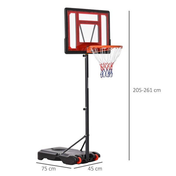 Basketkorg - Basketställning - Justerbar höjd 205–261 cm - Stålbas - Fristående - För 14+ år