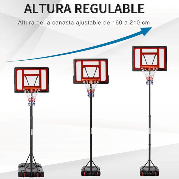 Basketkorg - Basketställning - Justerbar höjd 205–261 cm - Stålbas - Fristående - För 14+ år