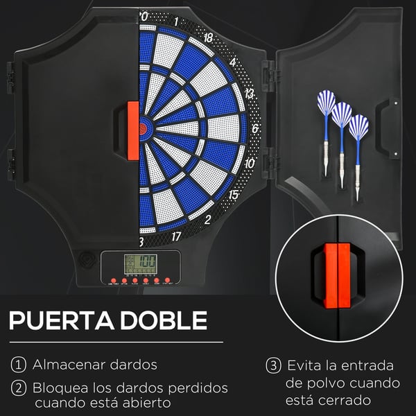 Elektronisk darttavla - Fällbar dartskiva - 31 spel - För 8 spelare - 83×45×4 cm - Svart