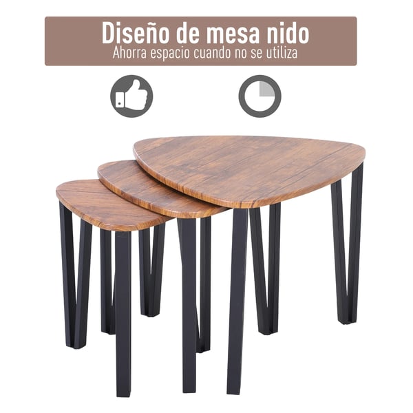 Satsbord 3-delat - Soffbord/Sidobord - Metallben - Vardagsrum - Platsbesparande