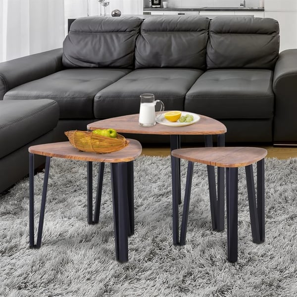 Satsbord 3-delat - Soffbord/Sidobord - Metallben - Vardagsrum - Platsbesparande