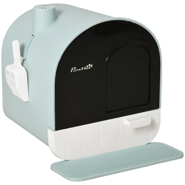 Kattlåda - Katt-toalett - Med Bricka - Avtagbar Spade - Matta - 43x44x47 cm - PP-plast - Vit