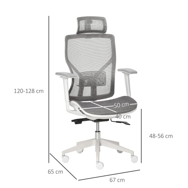 Ergonomisk kontorsstol - Snurrstol - Justerbar Höjd - 360° Roterande - Med Armstöd - För Montering - 67×65×128 cm