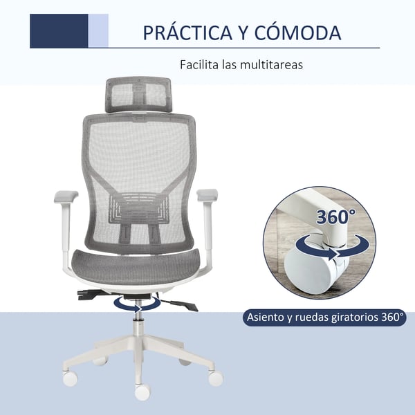 Ergonomisk kontorsstol - Snurrstol - Justerbar Höjd - 360° Roterande - Med Armstöd - För Montering - 67×65×128 cm