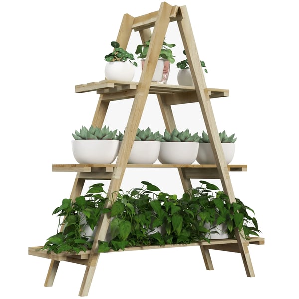 Växtställ & blomhylla i trä - A-ställning - 100×36×112 cm - Mörkgrå