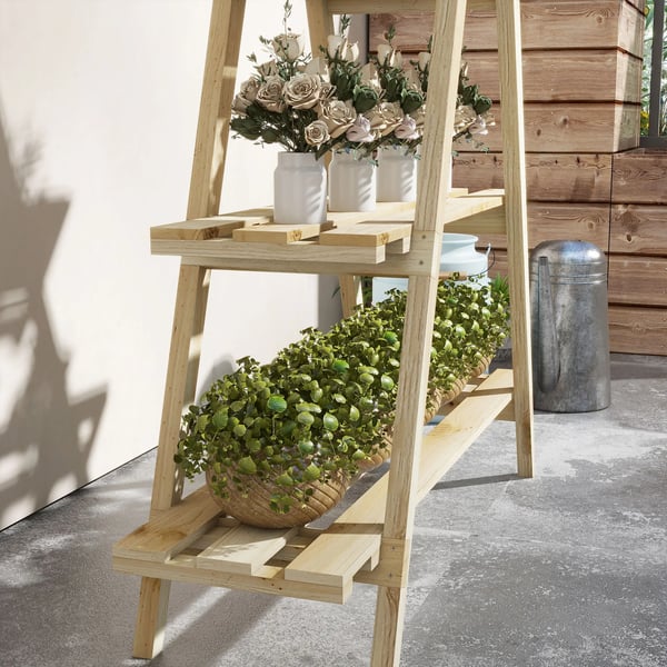 Växtställ & blomhylla i trä - A-ställning - 100×36×112 cm - Mörkgrå