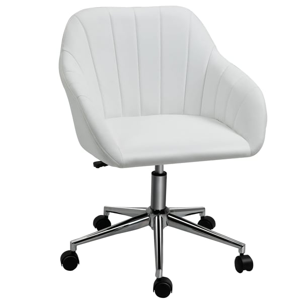 Kontorsstol - Arbetsstol - PU-läder - Metallram - Skumstoppning - 60 x 59 x 89 cm - Montering krävs - Vit