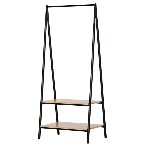 Klädställ - Klädställning med 2 hyllor - Klädstång - 64×42,5×149 cm - Svart