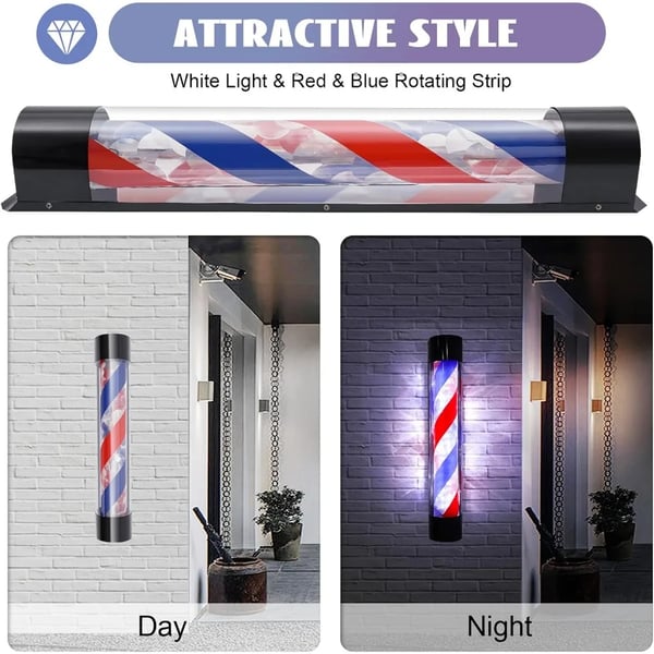 Parturikyltti Barber Pole - Pyörivä mainosvalo - 20 W - Vaihtovirta - 90 x 13 x 13 cm - Lamppu mukana - Punainen