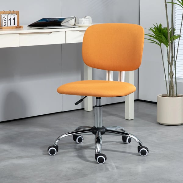Kontorsstol - Svängbar skrivbordsstol - 48x53x80–90 cm - Höjdjusterbar - Skum, polyester, PP, PU - Montering krävs - Orange