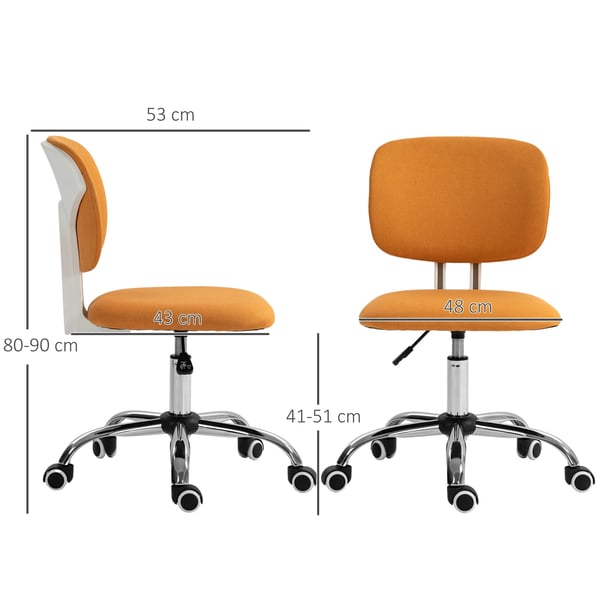 Kontorsstol - Svängbar skrivbordsstol - 48x53x80–90 cm - Höjdjusterbar - Skum, polyester, PP, PU - Montering krävs - Orange