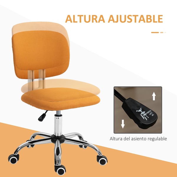 Kontorsstol - Svängbar skrivbordsstol - 48x53x80–90 cm - Höjdjusterbar - Skum, polyester, PP, PU - Montering krävs - Orange