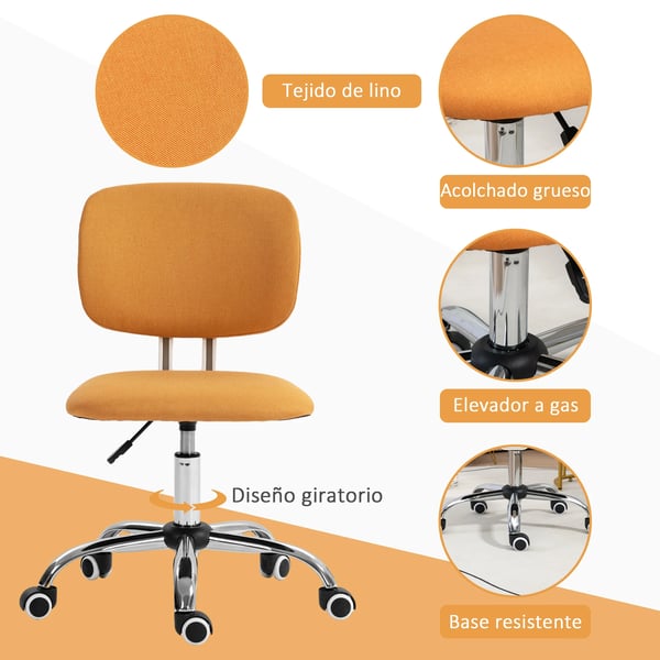 Kontorsstol - Svängbar skrivbordsstol - 48x53x80–90 cm - Höjdjusterbar - Skum, polyester, PP, PU - Montering krävs - Orange