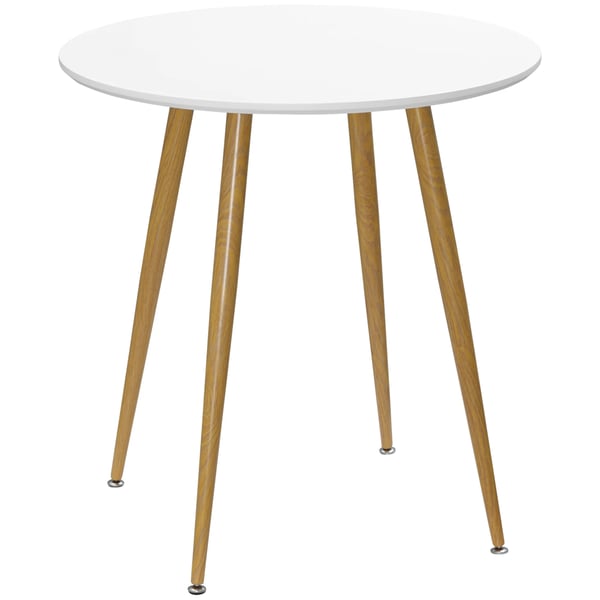 Matbord - Runt köksbord - För 2 personer - Matt MDF-bordsskiva - Metallben - Ø 72 cm, Höjd 75 cm - Skandinavisk stil - Naturvit