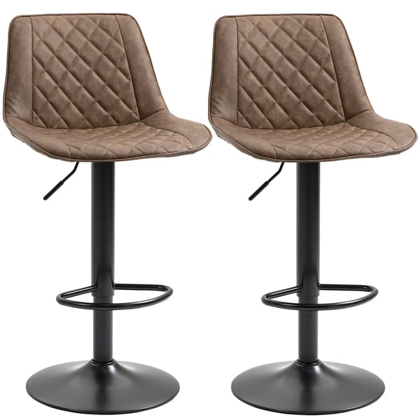 Set med 2 - Barstolar för kök/bar - Höj- och sänkbara 86–106 cm - PU-läder, stålram - Storlek 46,5x51 cm - Olivbrun