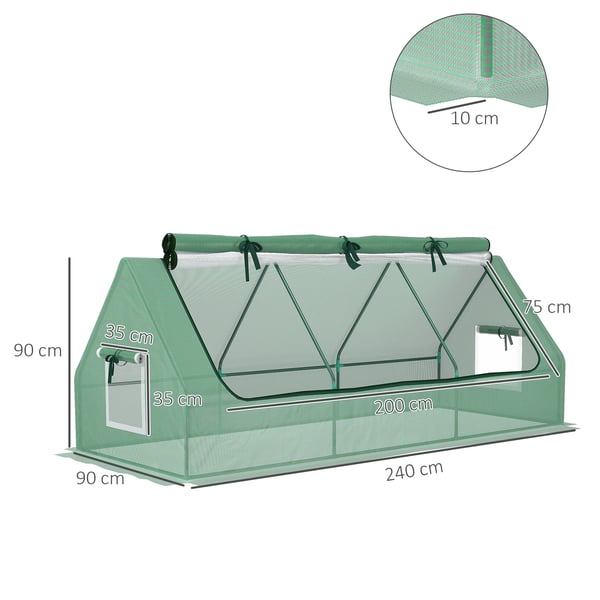 Växthus för veranda/altan - Trädgårdsväxthus - 240×90×90 cm - Vattentätt - Nätfönster för ventilation - Grön